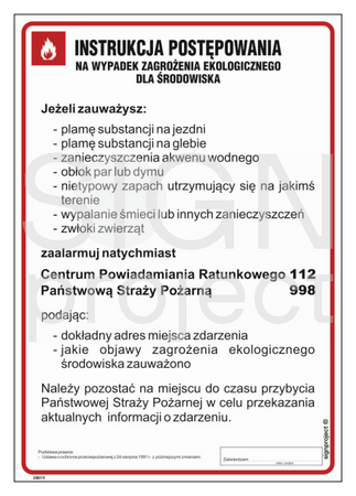 DB019 Instrukcja postępowania w razie zagrożeń ekologicznych
