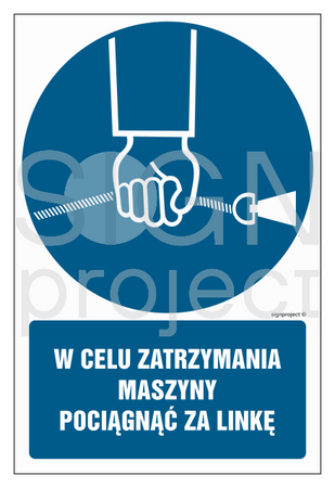 GL038 W celu zatrzymania maszyny pociagnąć za linkę