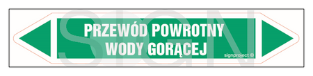 JF372 PRZEWÓD POWROTNY WODY GORĄCEJ - arkusz 5 naklejek