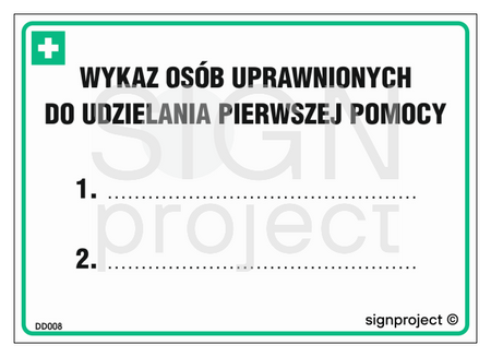 DD008 Wykaz osób uprawnionych do udzielania pierwszej pomocy