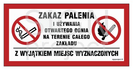 NC139 Zakaz palenia i używania otwartego ognia na terenie całego obiektu z wyjątkiem miejsc wyznaczonych