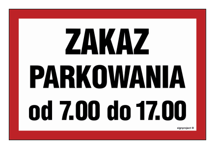 ND051 Zaka parkowania od 7.00 do 17.00