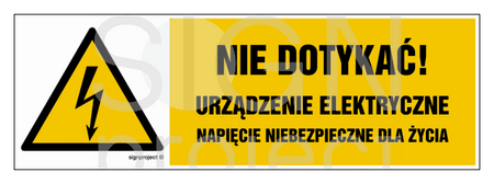 HB022 Nie dotykać urządzenie elektryczne napięcie niebezpieczne dla życia