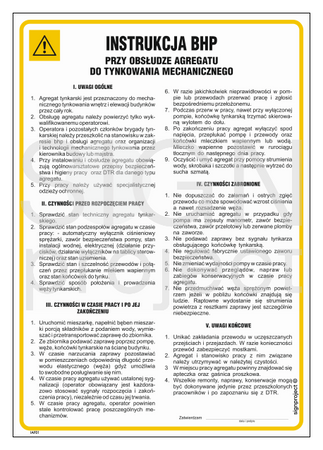 IAF01 Occupational health and safety instructions for mechanical plastering and operation of the plastering unit