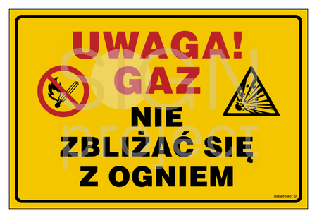 JD050 Uwaga! Gaz.Nie zbliżać się z ogniem