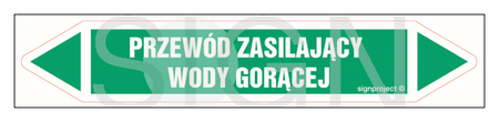 JF380 PRZEWÓD ZASILAJĄCY WODY GORĄCEJ - arkusz 5 naklejek