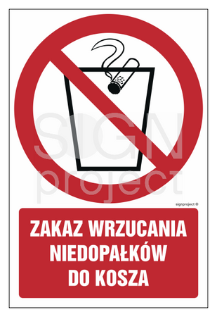 GC032 Zakaz wrzucania niedopałków do kosza - opakowanie 10 sztuk