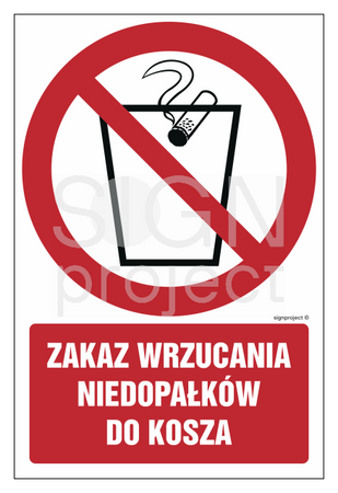 GC032 Zakaz wrzucania niedopałków do kosza