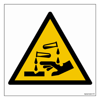 GD023 Warning against corrosive substances - sheet of 12 stickers