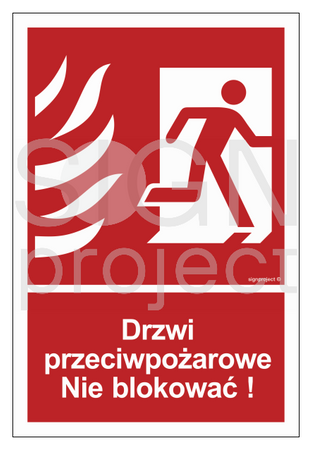 BC056 Drzwi przeciwpożarowe. Nie blokować! prawostronne