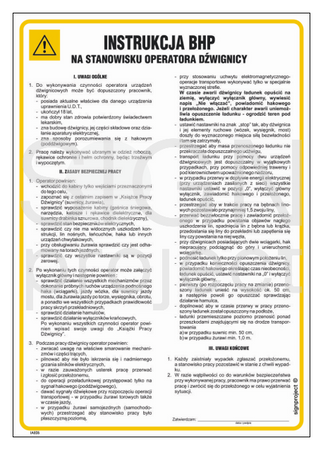 IAE05 Instrukcja BHP na stanowisku operatora dźwignicy