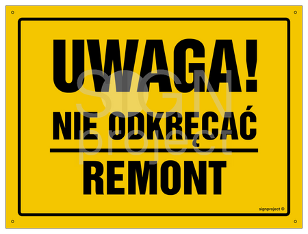 OA018 Uwaga! Nie odkręcać