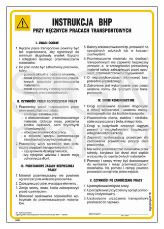 IAE27 Instrukcja BHP przy ręcznych pracach transportowych