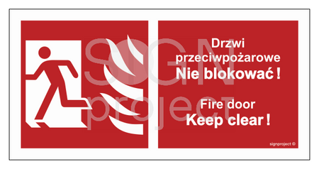 BC050 Fire Door, Do Not Block! Fire door, Keep clear! left side