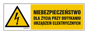 HB006 Niebezpieczeństwo dla życia przy dotykaniu urządzeń elektrycznych - arkusz 8 naklejek - arkusz 8 naklejek