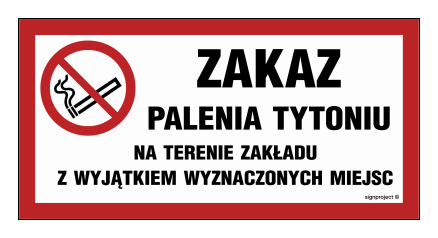 ND058 Zakaz palenia tytoniu na terenie zakładu z wyjątkiem wyznaczonych miejsc
