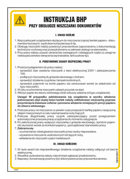 IAA07 Health and safety instructions for using the document shredder