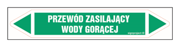 JF380 PRZEWÓD ZASILAJĄCY WODY GORĄCEJ - arkusz 5 naklejek