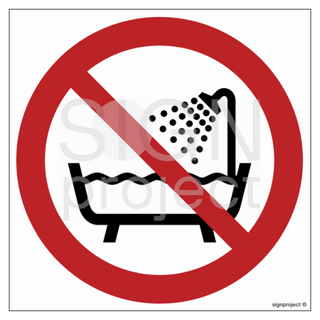 GA026 Prohibition of using the device in the bathtub, shower and water tanks