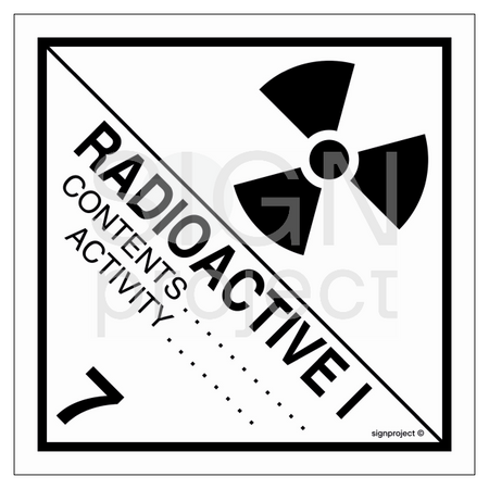 MB007 Radioactive materials in a package - a sheet of 48 stickers