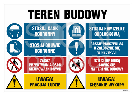 OI020 Construction Site, Attention! Work pregnant, Wear a reflective vest, Wear safety shoes, Pro guests