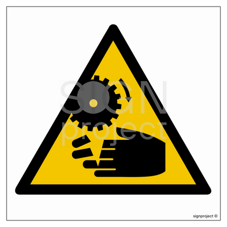 GE021 Warning against the risk of cutting fingers by rotating parts