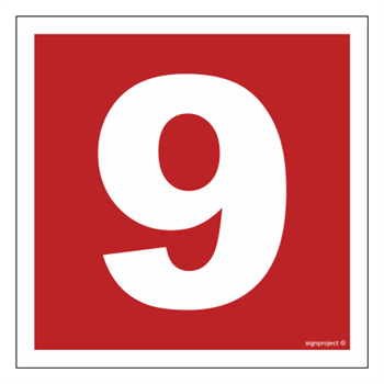 BC029 Number 9 - sheet of 12 stickers