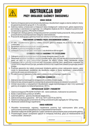 IAA14 Safety instructions for using a snow extinguisher