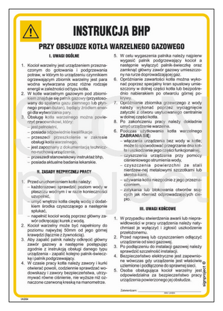 IAG04 Occupational health and safety instructions for the operation of a gas boiling boiler