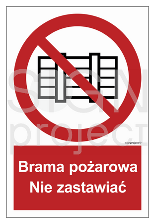 BC144 Brama pożarowa. Nie zastawiać