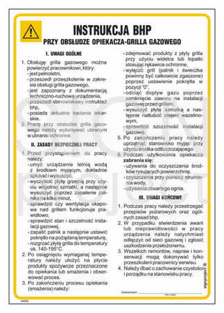 IAG35 Occupational health and safety instructions for the operation of the toaster - gas grill
