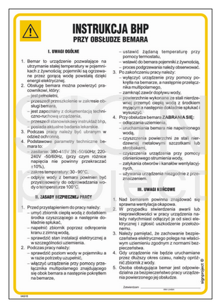 IAG10 Safety instructions for the use of the bain-marie
