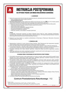 DB015 Instrukcja postępowania na wypadek pożaru lub innego miejscowego zagrożenia