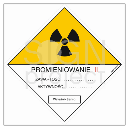 KA004 Warning sign for marking category II transport consignments