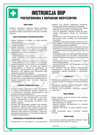 DD010 Health and safety instructions for handling medical waste