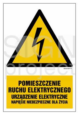 HA028 Pomieszczenie ruchu elektrycznego urządzenie elektryczne napięcie niebezpieczne dla życia - arkusz 9 naklejek