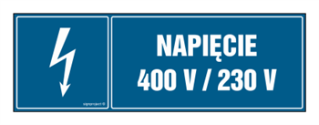 HH024 Napięcie 400V/230V - arkusz 8 naklejek