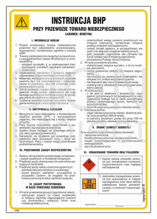 IAE20 Instrukcja BHP przy przewozie towaru niebezpiecznego (ładunek-benzyna)