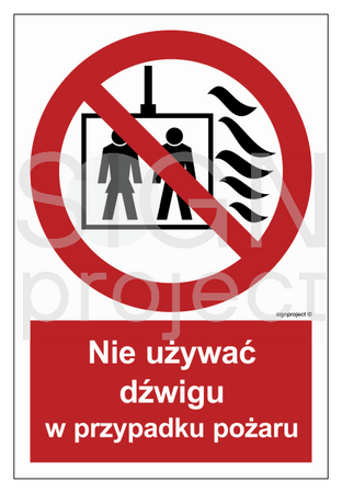 BB020 Nie używać dźwigu w przypadku pożaru - arkusz 9 naklejek