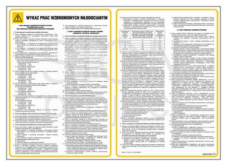 IAH01 List of work prohibited to minors