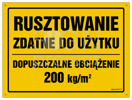 OA145 Rusztowanie zdatne do użytku Dopuszczalne obciążenie 200 kg/m2