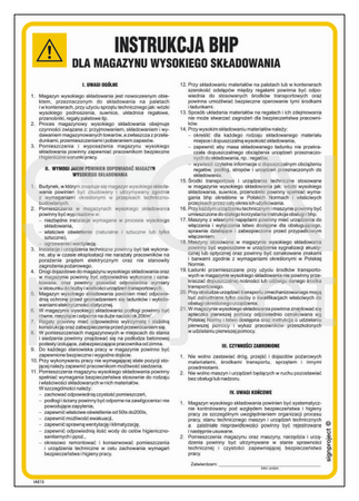 IAE13 Instrukcja BHP dla magazynu wysokiego składowania