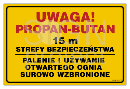JD055 Uwaga!Propan-butan15m strefy bezpieczeństwa