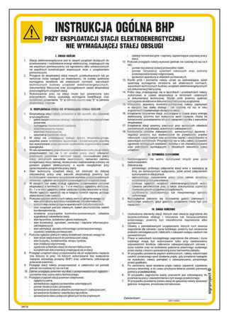 IAF15 General Occupational Health and Safety Instructions for the operation of a power station