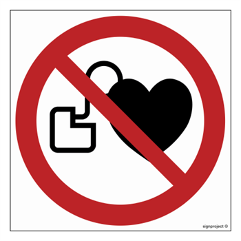 GA007 Zakaz wstępu osobom z rozrusznikiem serca - arkusz 12 naklejek