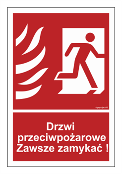 BC054 Drzwi przeciwpożarowe. Zawsze zamykać! prawostronne