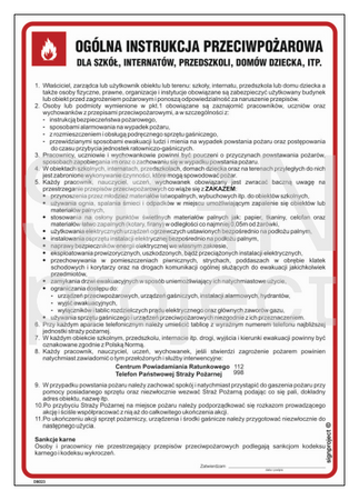 DB023 Ogólna instrukcja przeciwpożarowa dla szkół