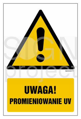 GF050 Uwaga promieniowanie UV