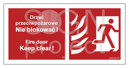 BC049 Drzwi przeciwpożarowe, Nie blokować ! Fire door, Keep clear ! prawostronne