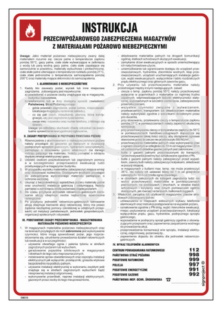 DB010 Instrukcja przeciwpożarowego zabezpieczenia magazynów z materiałami pożarowo niebezpiecznymi